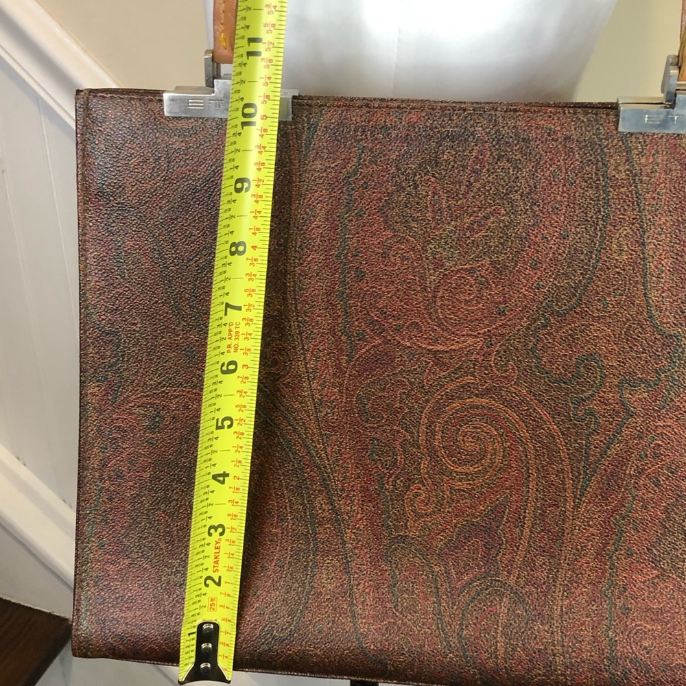 ETRO Red Paisley Vachetta Leather Two Strap Snap Tote Shopper Shoulder Bag - Picture 11 of 17